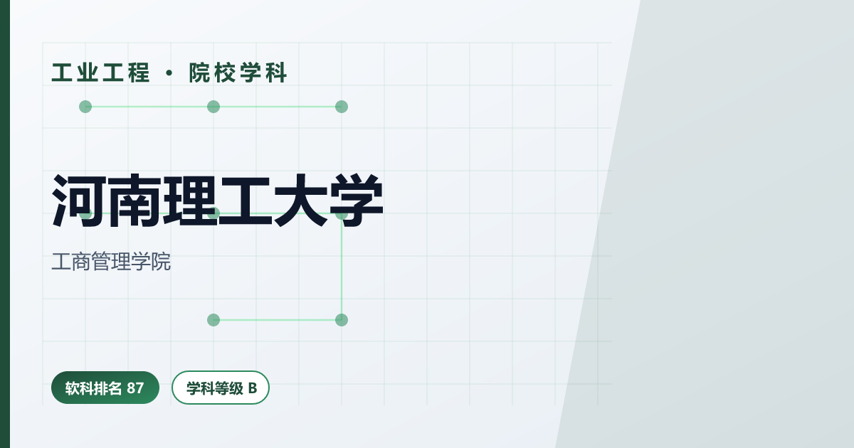 河南理工大学工业工程（软科 2025 全国第 87 · B 级）