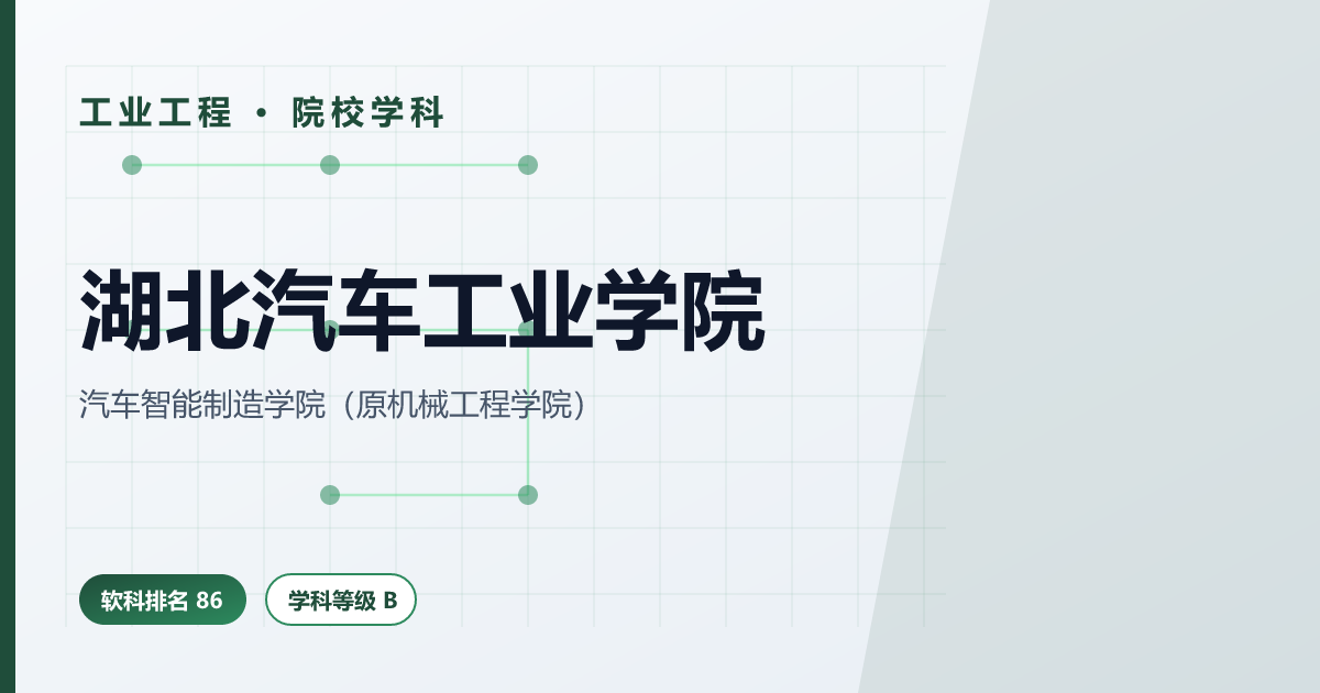湖北汽车工业学院工业工程（软科 2025 全国第 86 · B 级）